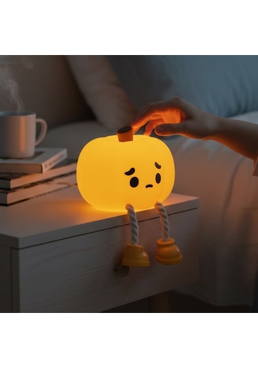 Sevimli Balkabağı Silikon Gece Lambası Yatak Odası Uyku Lambası Diğer