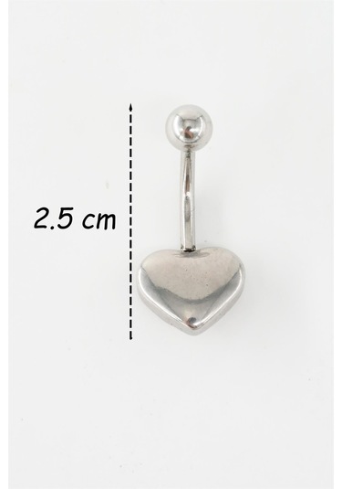Kadın 316l Anti Alerjenik Kalp Figürlü Göbek Piercing - Gümüş