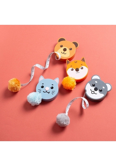 Büro Ev Ofis İçin 1,5mt Ölçer Kahverengi Şerit Metre Sevimli Motif Mezura Diğer