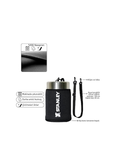 Stanley Neopren Termos Kılıfı Omuz Askılı 0.40 Lt Yemek Termosu Siyah