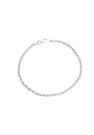 İpek Silver 925 Ayar Gümüş Halat Zincirli Erkek Bileklik Gümüş