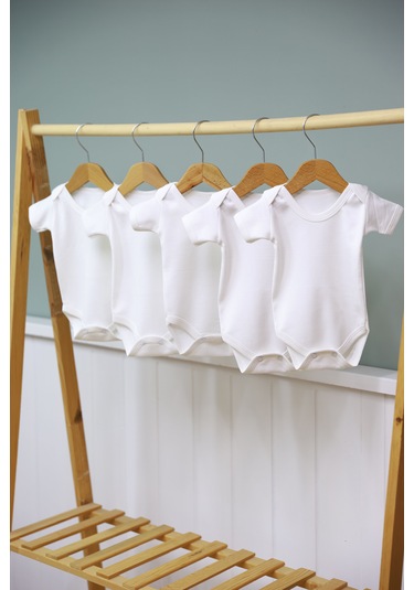 Pamuk 5 Li Beyaz Kısa Kol Body Ekru