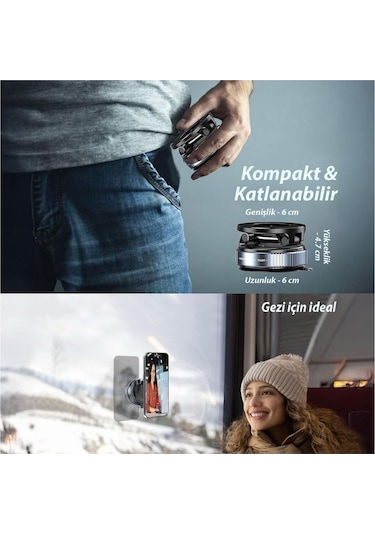 Manyetik Magsafe İle Uyumlu 360 Dönen Ayarlanabilir Araç İçi Telefon Tutucu Vakumlu Katlanabilir K007