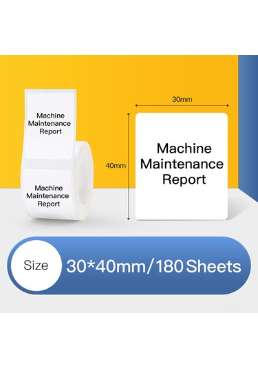 Moveevo Jingchen B3s/b11/b21 Uyumlu Isı Etiket Kağıdı - 30x40mm 180 Adet Beyaz, Suya Dayanıklı, Etiket Sticker, Mürekkepsiz Yazdırma 1 Rulo