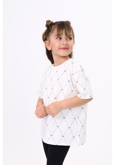 Toontoy Unisex Çocuk Baskılı Tişört Ekru