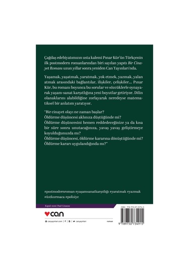 Bir Cinayet Romanı - Pınar Kür - Can Yayınları