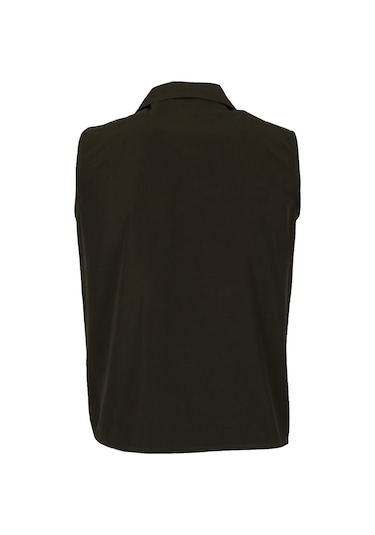 Erkek Keten Yelek Regüler Fit Yakalı Haki Renk Rar01310 Haki