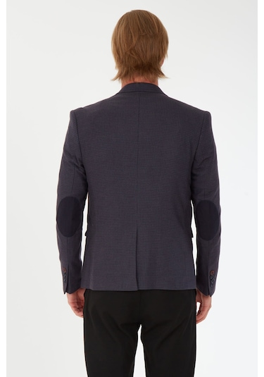 Sposo G-211 Dar Kalıp Desenli Füme Erkek Blazer Ceket Füme