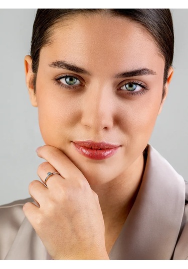 Torgovyj Dom Uvelir Holding 925 Ayar Gümüş Taşlı Nazik Nişan Yüzüğü 322341907 Gri