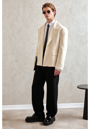 Hyman Erkek Oversize Blazer Ceket Ekru