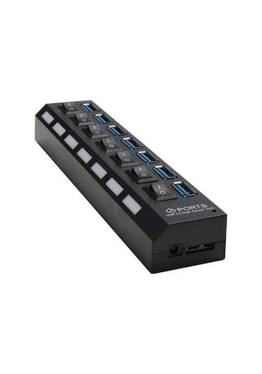 Triline 7 Port Adaptörlü Usb Usb 3.0 On Off Tuşlu Hub Çoklayıcı