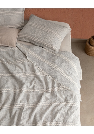 Madame Coco Ethnique King Kişilik Yatak Örtüsü 8682116984027 Gri