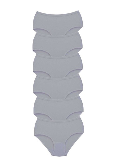 6 Adet Tutku Kadın Yüksek Bel Bato Kalın Lastik Külot Gri