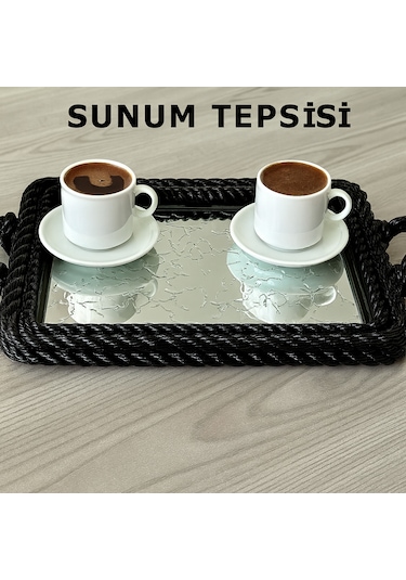 Sert Plastik Dikdörtgen Sunum Tepsisi, Dayanıklı Ve Şık Servis Çözümü Siyah