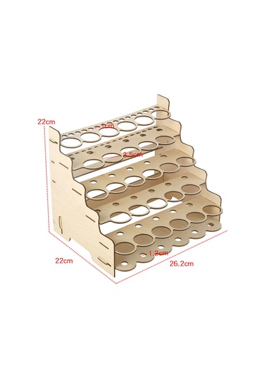 Padalink Ahşap Pigment Rafı - 28 Delikli 35mm Çap Boya Ve Fırça Organizasyonu - Kolay Montajlı Diğer