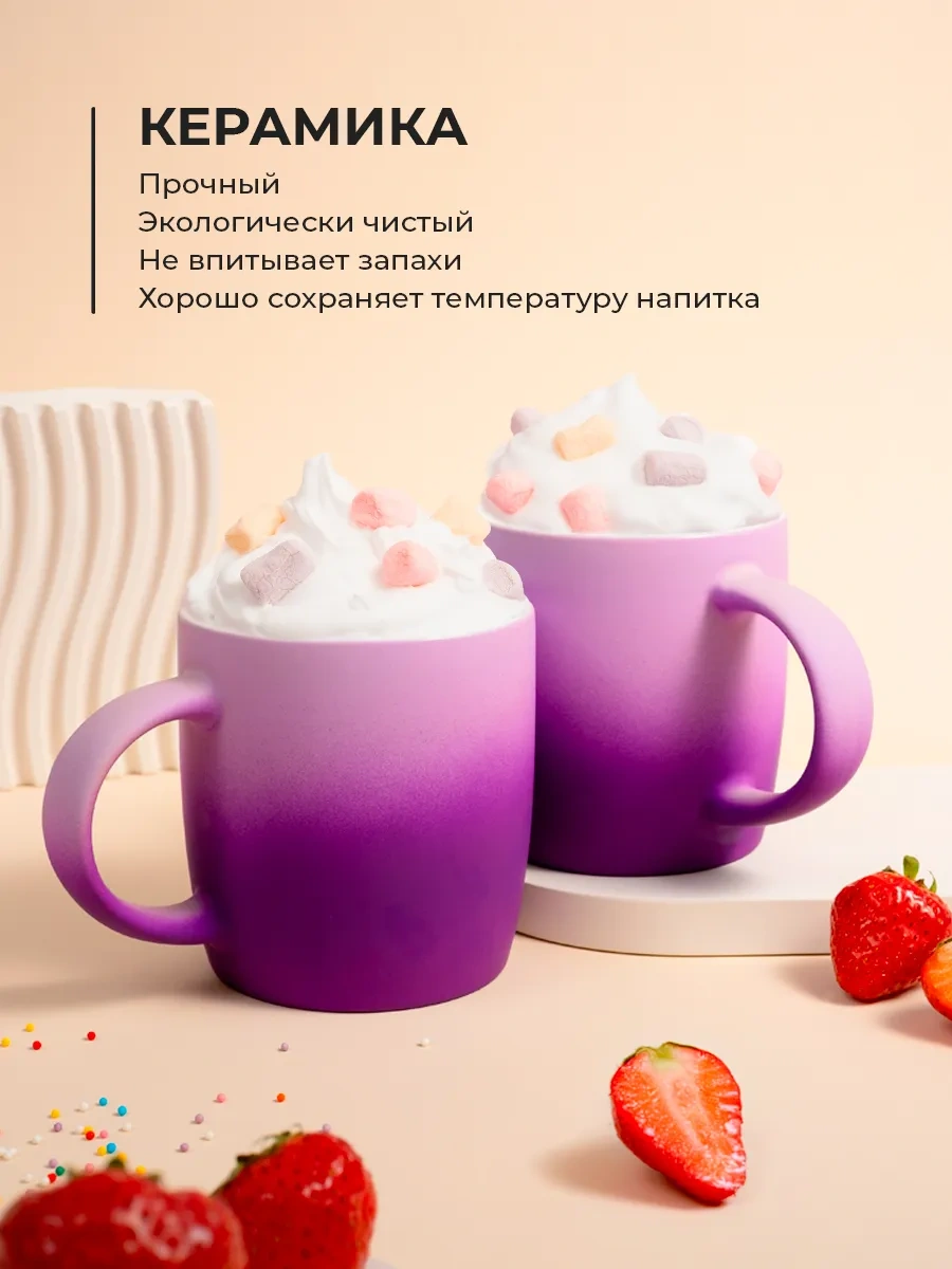 Unifico Gradient 350ml Seramik Kupa Seti, Mor, 2 Adet 430258870 Violet