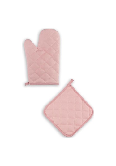 Yanmaz Fırın Eldiveni Ve Fırın Tutacağı 1 Eldiven 1 Tutacak Pembe