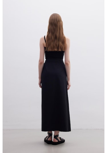 Manuka Piliseli Kruvaze Etek - Siyah