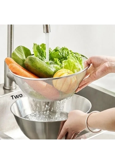 Konesam Stainless Steel Kalın Tabaklı Mutfak Süzgeci: Sebze Yıkama, Pirinç Yıkama Ve Süzme İşleviyle Evde Kullanımı Kolay Gümüş Diğer