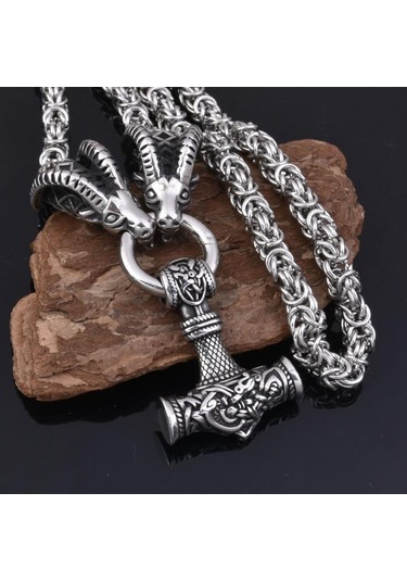 Gümüş Viking Retro Koyun Kafası Kolye, İskandinav Mitolojisinde Çekiç Kolye Kolye, Erkek Punk Hip Hop Parti Aksesuarları, Arkadaşlar Için Doğum Günü Hediyesi Gümüş