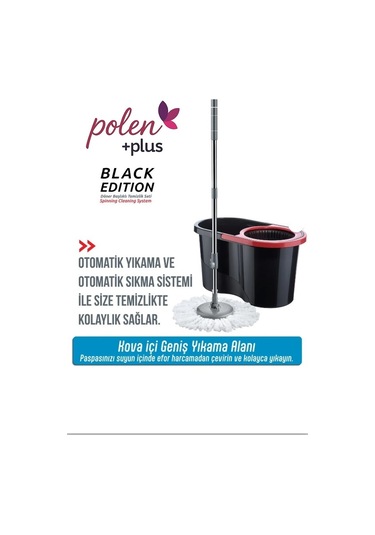 Polenplus Black Edition Otomatik Temizlik Seti - Kova Mop Seti
