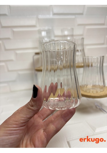 6 Adet Borosilikat Çay Bardağı, Isıya Dayanıklı Sunum Bardağı 225 Ml Ehlikeyf
