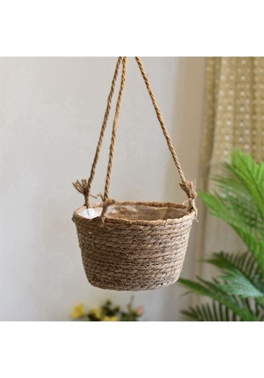 Ulzyvf Tutucu Sepeti Saksısı Saksı Renk Mekan Mekan Makrome L Jüt İç Halat Dokuma Dış Depolama Çiçek Bitki Birincil Bahçe Askılı Jk