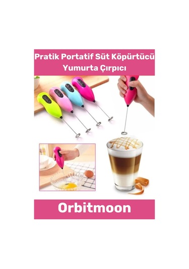 Premium Portatif Çelik Uçlu Kahve Sos Krema Mama Süt Köpürtücü Yumurta Çırpıcı Pilli Mini Mikser Çok Renkli