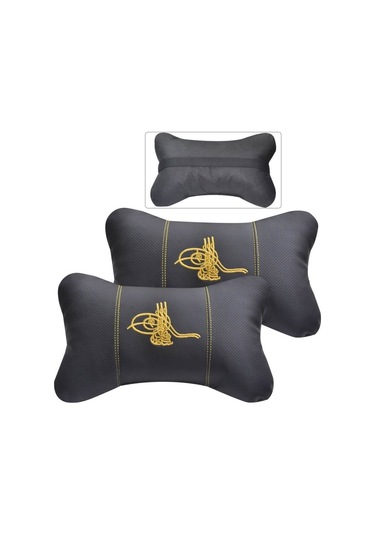 Deri Araç Boyun Destek Yastığı Osmanlı Tuğrası Sarı 2 Adet (299711821)