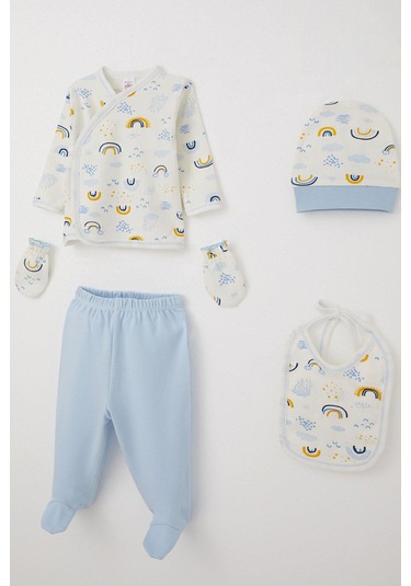 Breeze Erkek Bebek Hastane Çıkışı 5 Li Gökkuşağı Işıltısı 0-3 Ay, Beyaz Beyaz