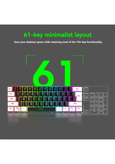 Lemestar 61 Tuşlu Rgb Aydınlatmalı Oyun Klavyesi - Ergonomik Tasarım, Usb-c Bağlantı, Kompakt Ve Taşınabilir