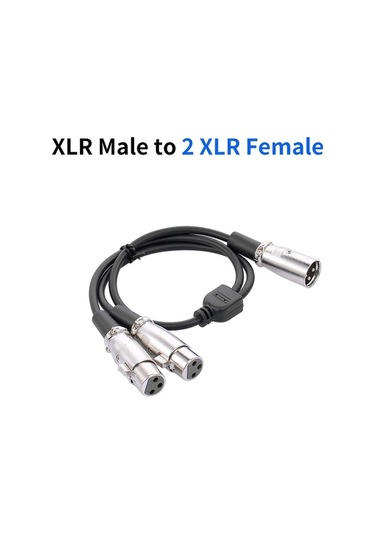 Fortunelane Tek Erkekli Xlr'den İki Dişi Xlr'ye Dengeleyici Ses Kablosu - Mikrofon, Mikser Ve Amfi İçin Siyah 50cm