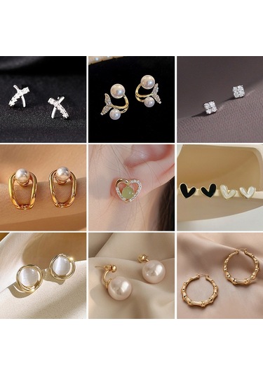 Mizaç Bayanlar Hafif Lüks İnci Çift Katmanlı Küpe Elmas Küpe, Şartname: Eh1034