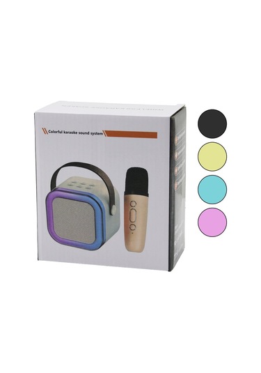 Karaoke Mikrofonlu Wireless Hoparlör - Speaker Işıklı Usb Şarjlı Dc 5v - Tf - Aux K-12 4741
