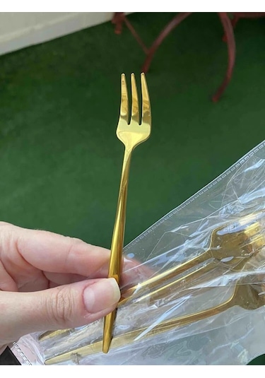 Periboia 6 Adet Mini Boy Lüx Gold Fondü Çatalı Paslanmaz Çelik 14 Çok Renkli