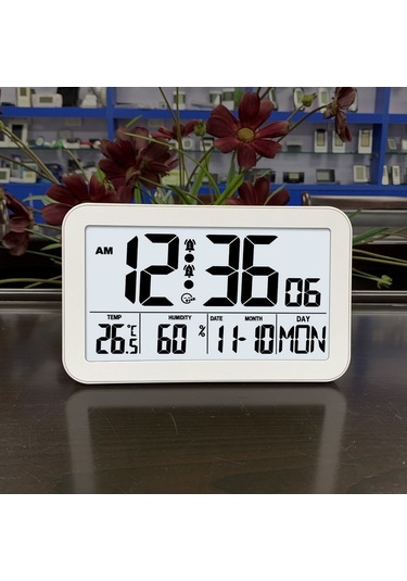 Hfambition Ev Odası Duvar Saati Lcd Ekranlı Sıcaklık Nem Gösterici Multifonksiyonlu Takvim Alarm - Kahverengi Ahşap Desenli H180h ÇOk Renkli