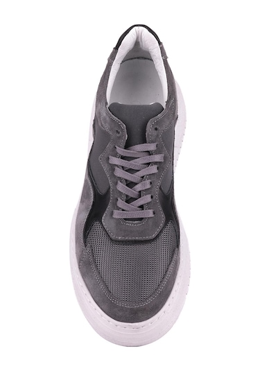 Shoetyle - Gri Süet Bağcıklı Erkek Sneaker 115-602-1334 Gri
