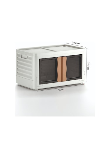 Hi-box 2'li Katlanabilir Istiflenebilir Çok Amaçlı Eşya Dolabı Krem