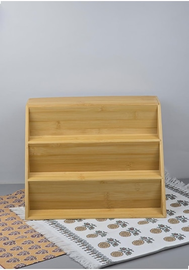 Bambu Kavanoz Standı - Mutfak Baharatlık Tuzluk Rafı - 31 Cm Bambu