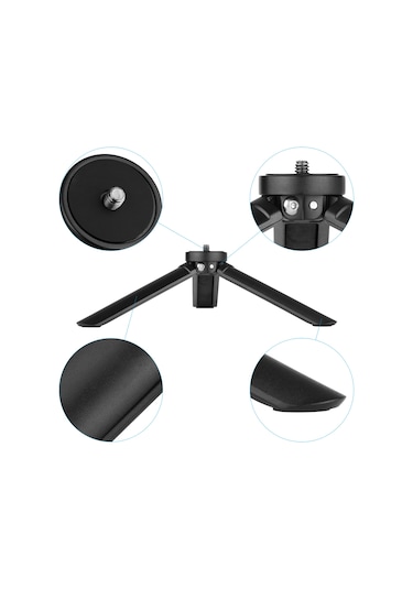 Geeksen Mobil Gimbal Desteği İçin Mini Metal Masaüstü Tripod - 1/4" Vidalı Bağlantı, Sağlam Ve Taşınabilir Siyah