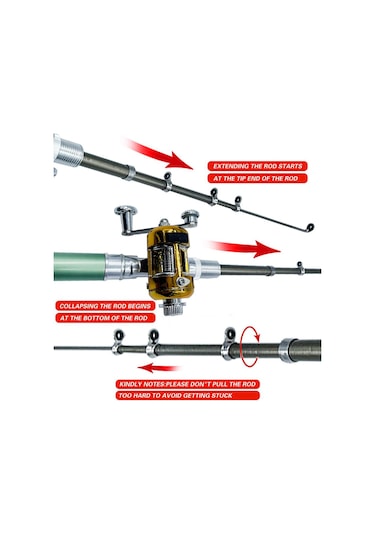Taşınabilir Cep Teleskopik Mini Olta Kamışı Kalem Şekli Katlanmış Olta Makara Tekerleği İle Red