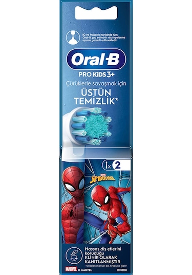 Oral-B Spiderman Şarjlı Diş Fırçası Yedek Başlığı Beyaz 2'li