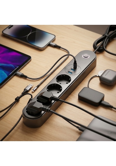 River World Uzatma Kablosu 4 Adet Prizli Termal Akım Korumalı Usb Girişli Diğer