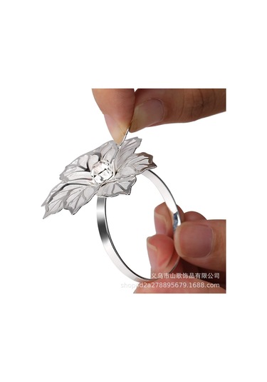 Shineyee Altın Renkli Kristal Çiçek Desenli Alüminyum Servis Bezi Halka - Otel, Noel Dekorasyonu, Dayanıklı Ve Şık Sunum Aksesuarı Diğer