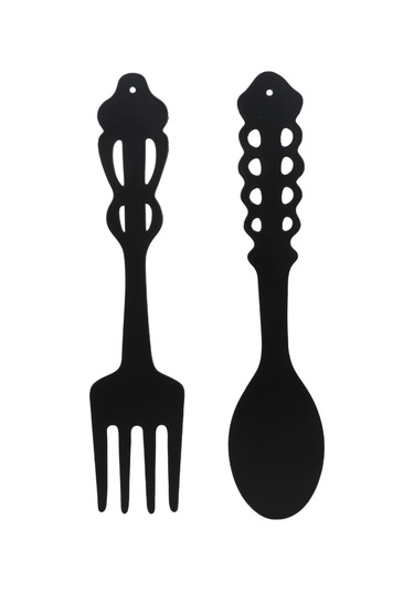 Hombey Kalıcı Siyah Demir Fork Ve Kaşık Seti, Rustik Ev Dekoru, Kolay Asma, Her Mekana Konfor Katıyor 2 Adet