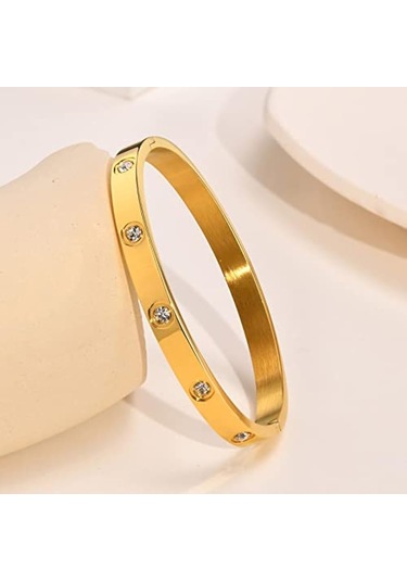 Gül Altın Paslanmaz Çelik Bilezik Solmayan Kadın Bileklik Takı