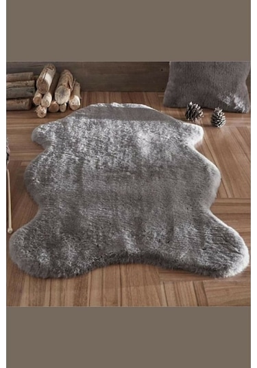 Mariesse Home Peluş Post Halı Dekoratif Post Görünümlü Antrasit