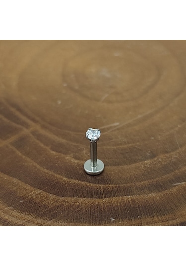 Aya Tasarım Gümüş Renk 6mm Zirkon Taş Helix/kıkırdak Piercing Gümüş