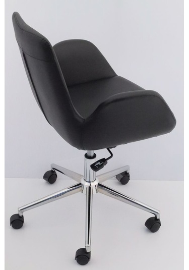 Hava Siyah Deri Ofis Sekreter Çalışma Sandalyesi