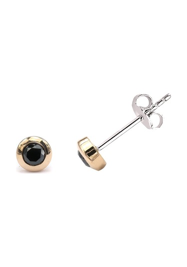 0.20 Karat Siyah Pırlanta Rose Altın Unisex Küpe